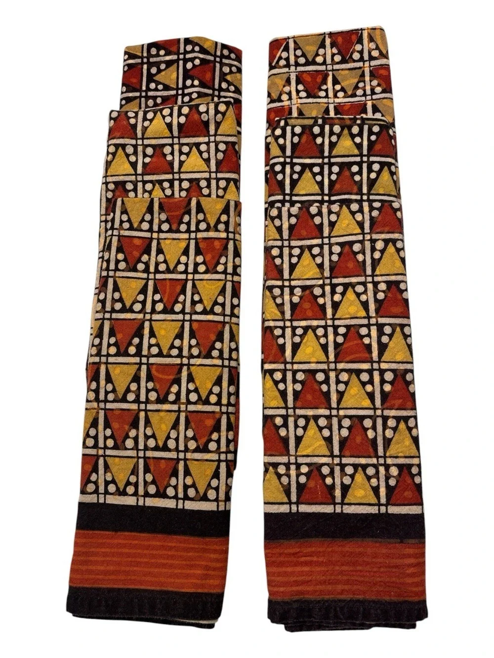 PIER 1 16 PCS NAPKINS COTTON TRIBAL AFRICAN GEOMETRIC PRINT W RUST BLACK BOARDER